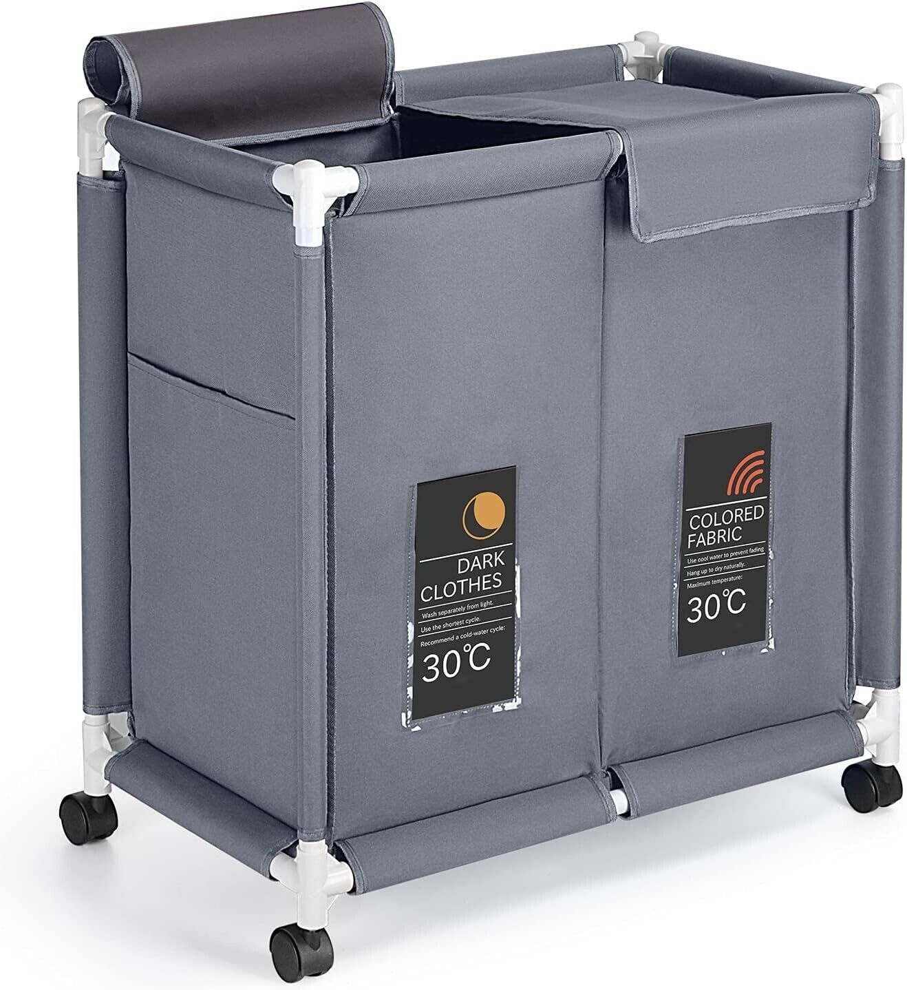 2-Tier Laundry Hamper 110L with Rolling Wheel