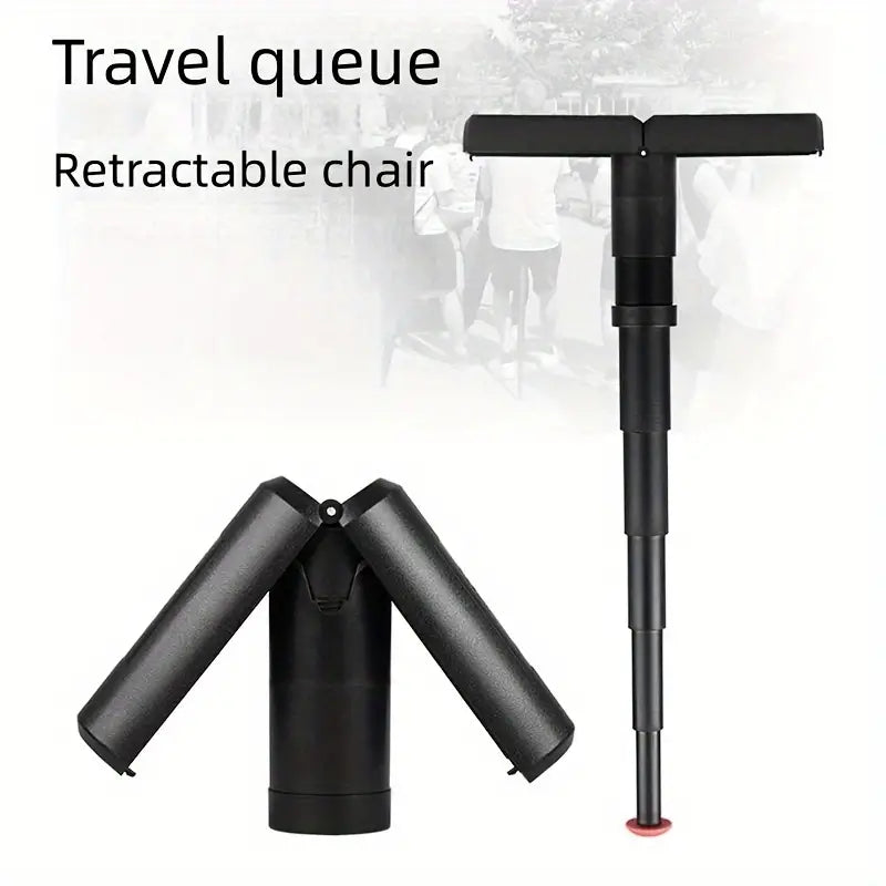 Folding Crutches, Retractable Stool For Queuing Travel, Adjustable Height, Small And Foldable