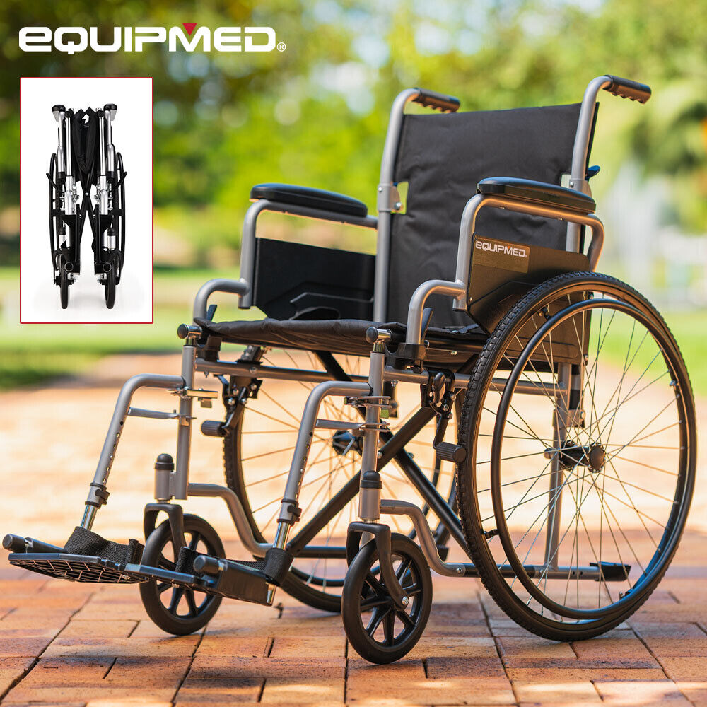 24 Inch Wheelchair Manual Folding Wheel Chair Portable Foldable