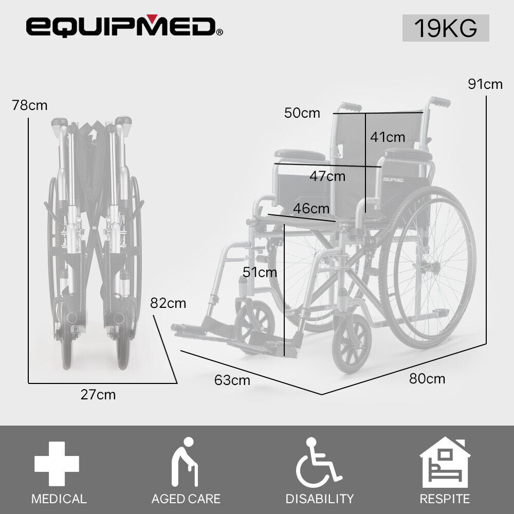 24 Inch Wheelchair Manual Folding Wheel Chair Portable Foldable