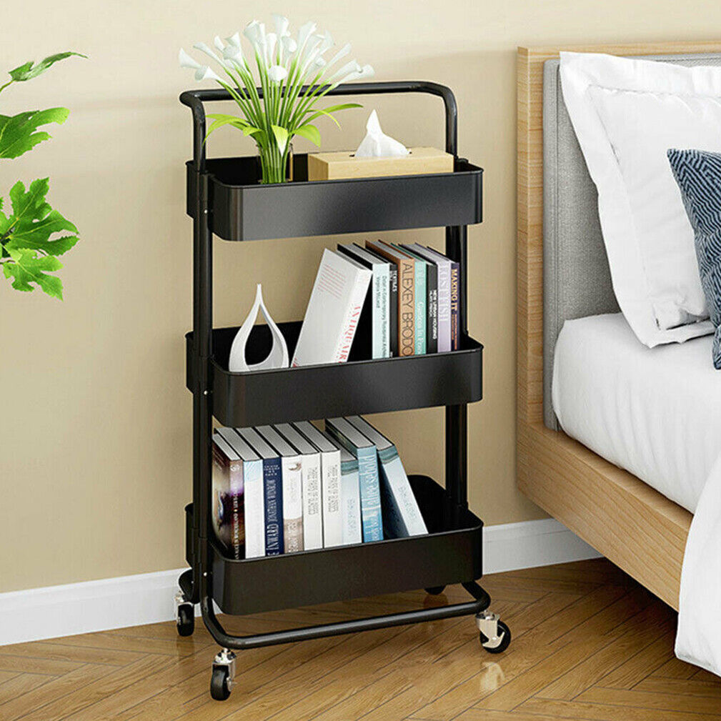 3 Tier Rolling Trolley Cart Shelf Multi-Function Storage