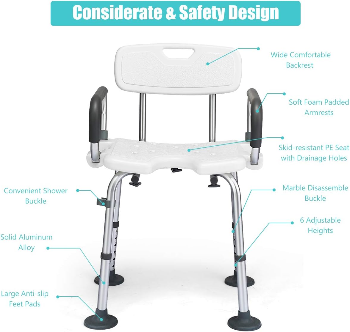 Costway White Shower Chair NDIS Aged Care