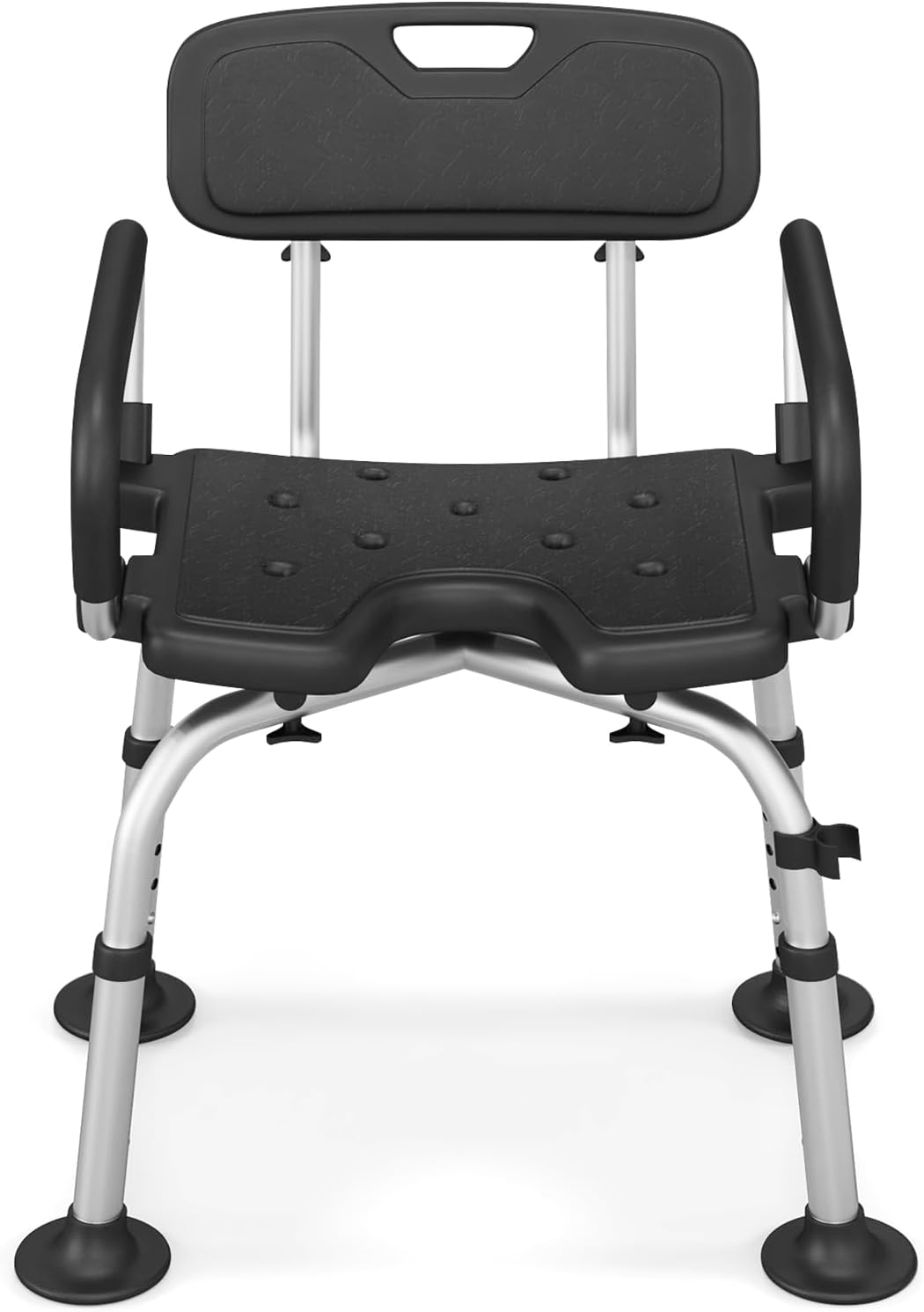 Costway Black Shower Chair U-Shaped Cutout with Back & Lifting Armrest NDIS and Aged Care