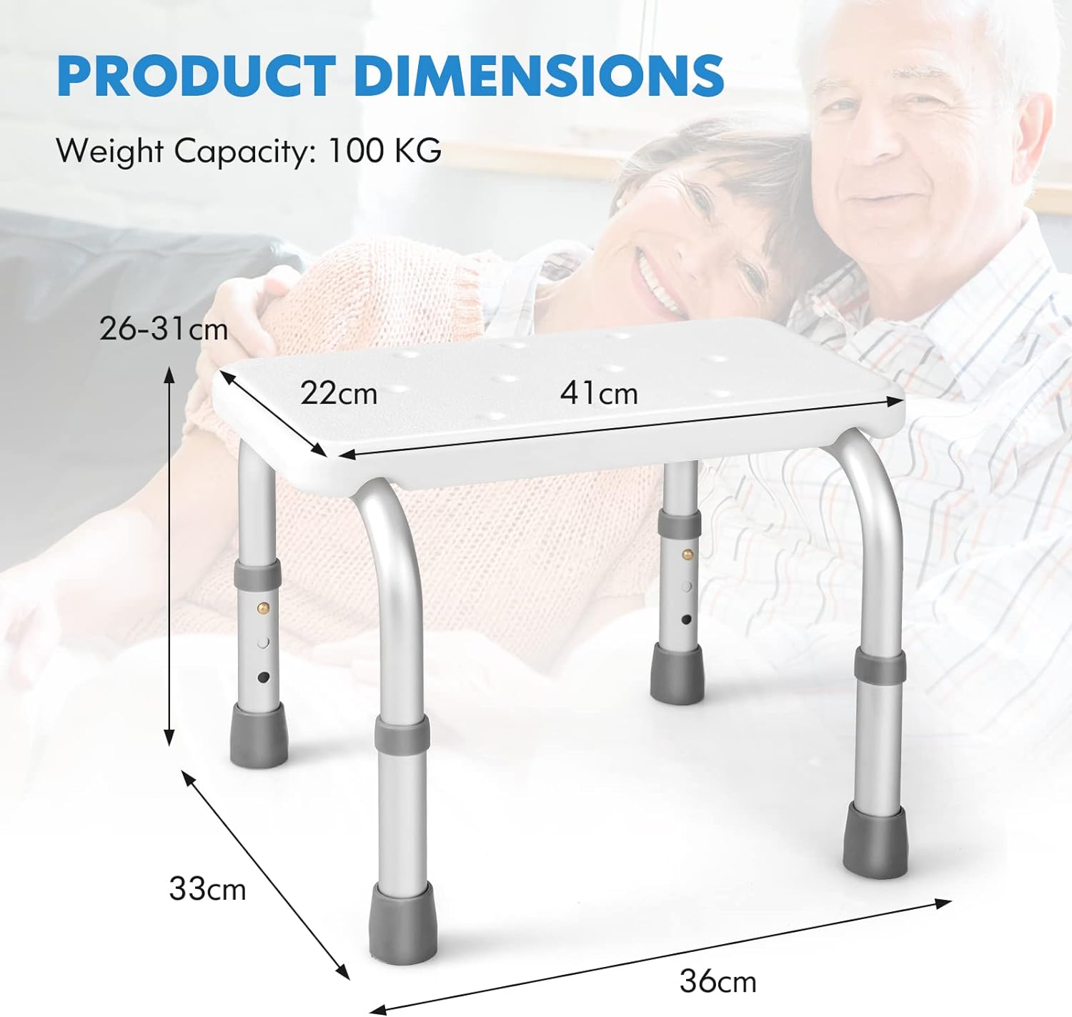 Costway White Anti-Slip Adjustable Shower Bench NDIS and Aged Care