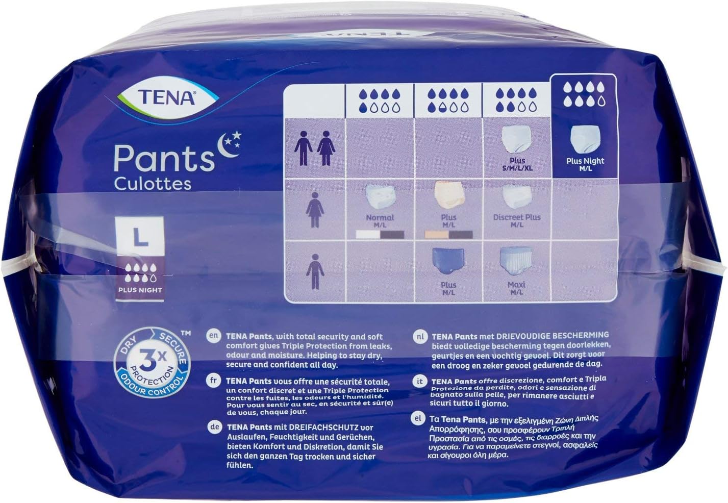 Tena Night Pants, Unisex, Heavy Incontinence, Size Large, Pack of 12