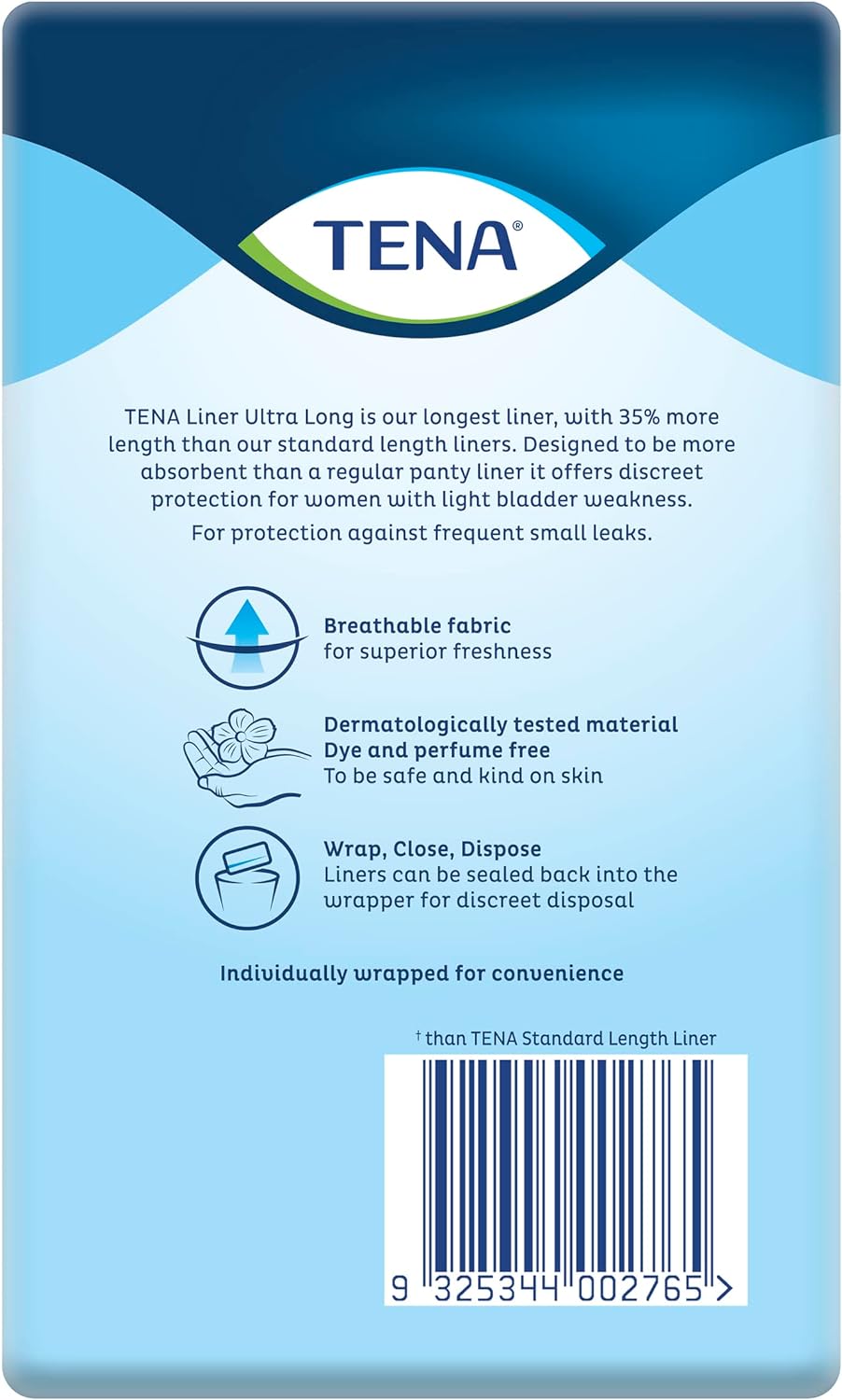 Tena Ultra Long Length Liner, Light Incontinence - Pack of 22