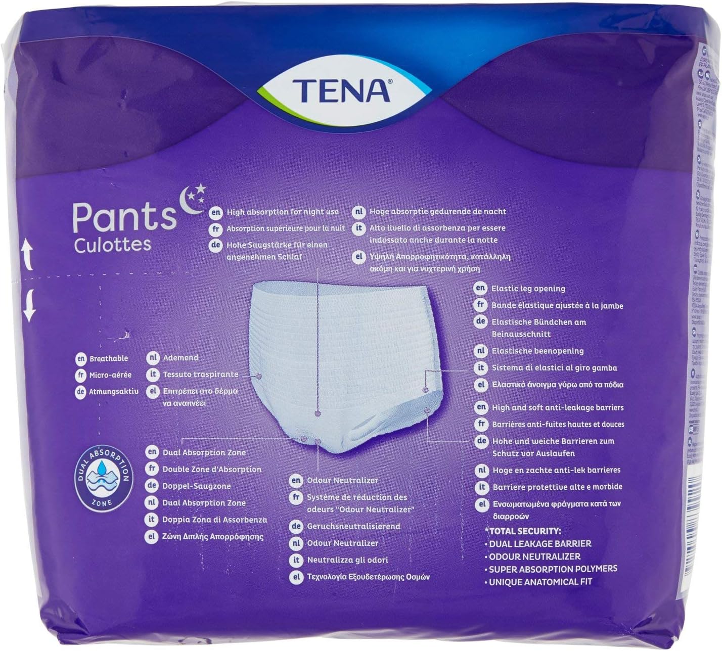 Tena Night Pants, Unisex, Heavy Incontinence, Size Large, Pack of 12