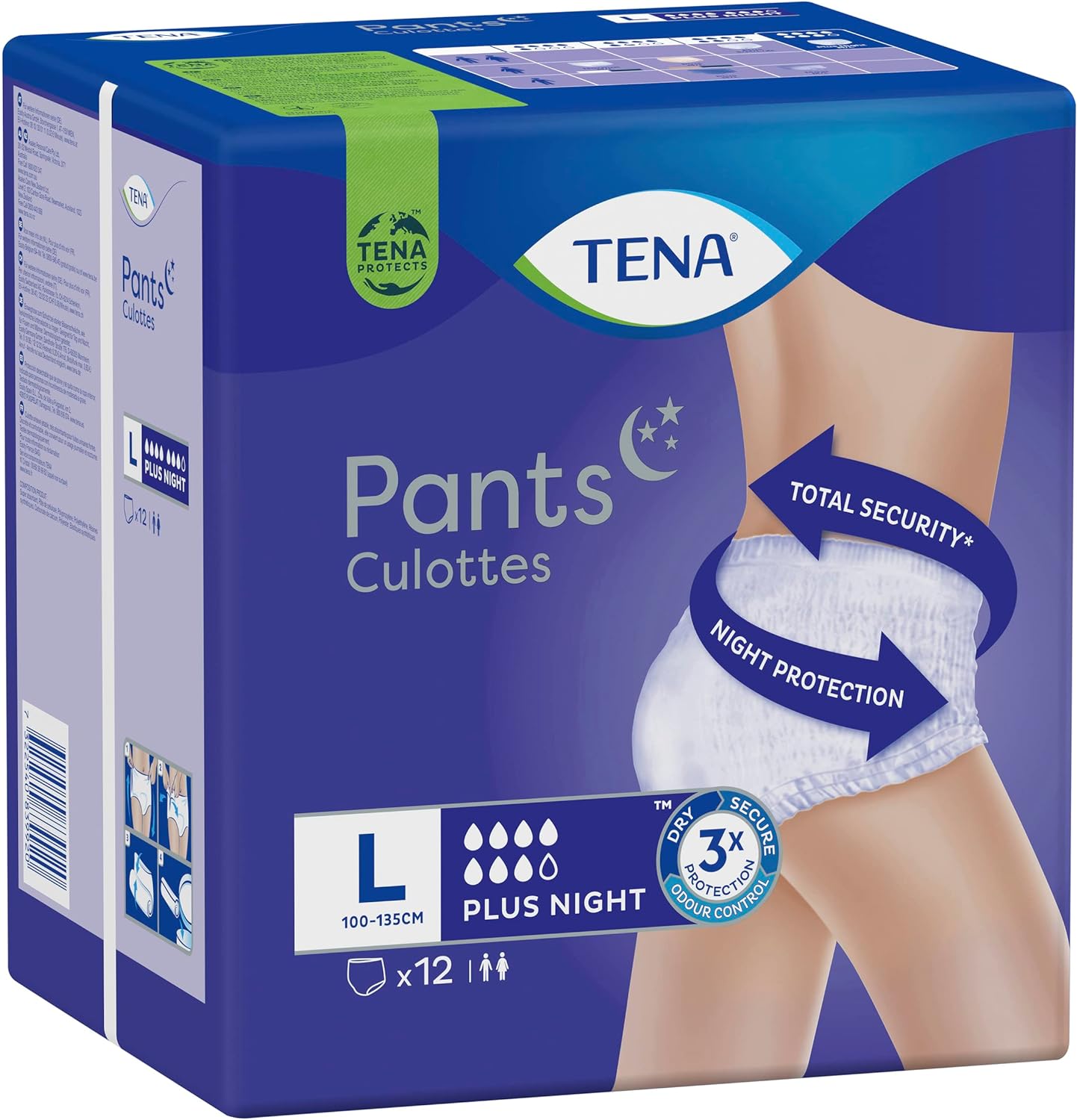 Tena Night Pants, Unisex, Heavy Incontinence, Size Large, Pack of 12