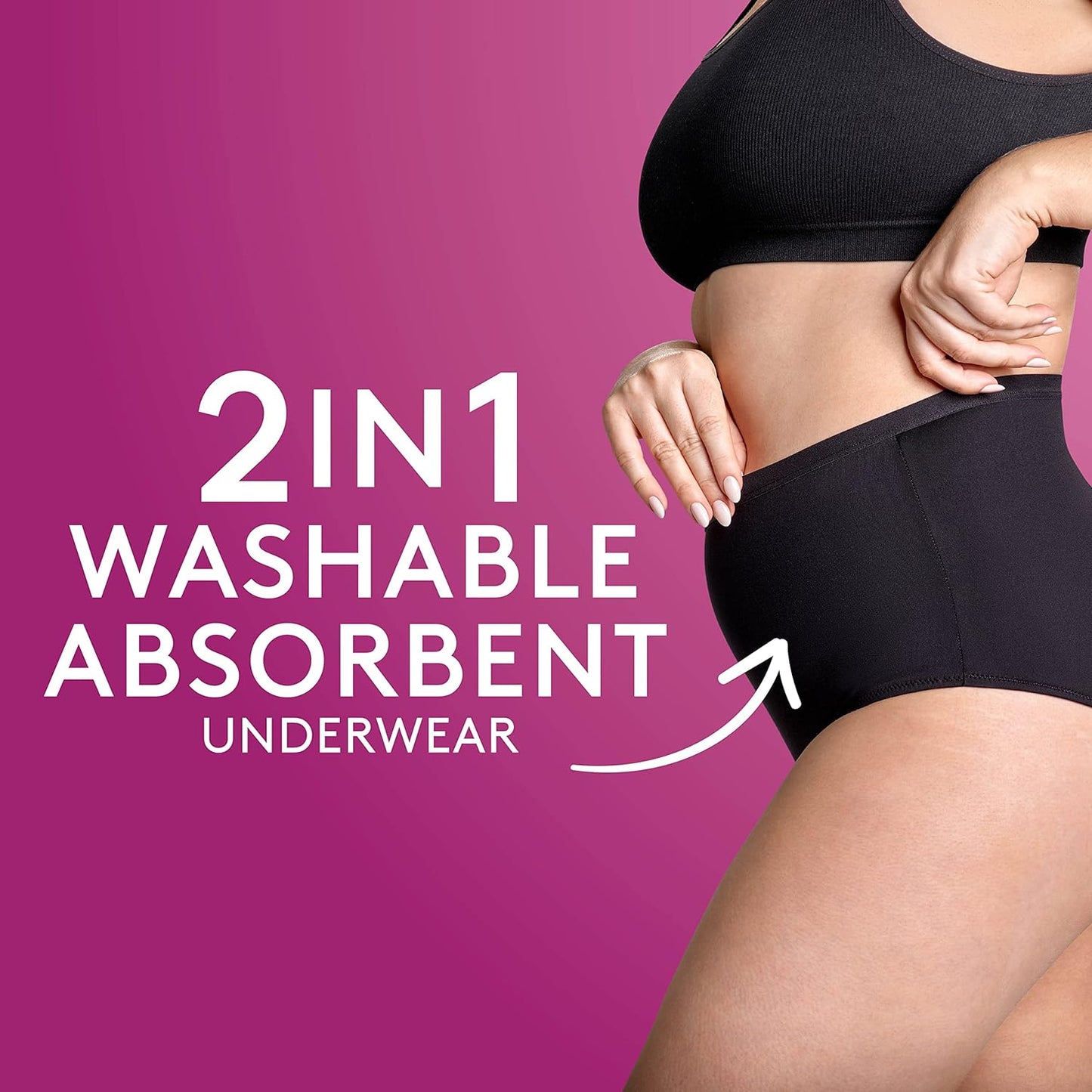 Poise 2-in-1 Period & Incontinence Underwear Black