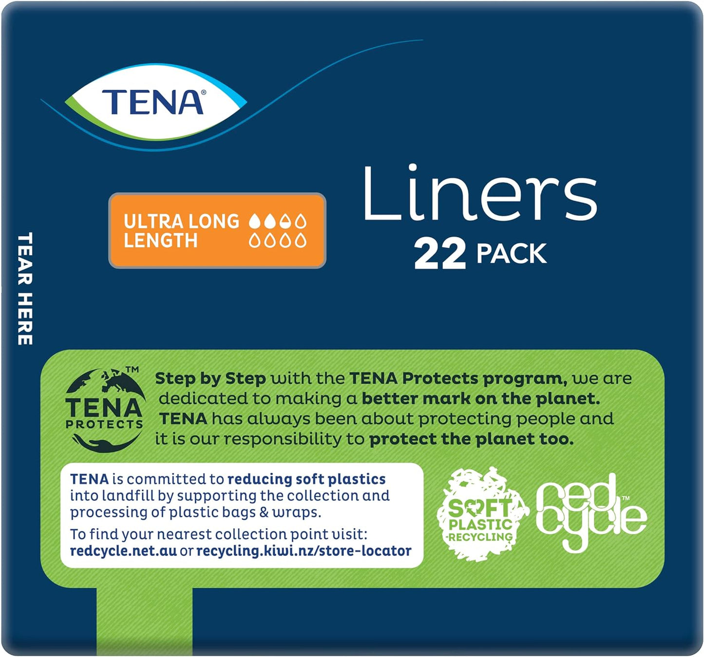 Tena Ultra Long Length Liner, Light Incontinence - Pack of 22