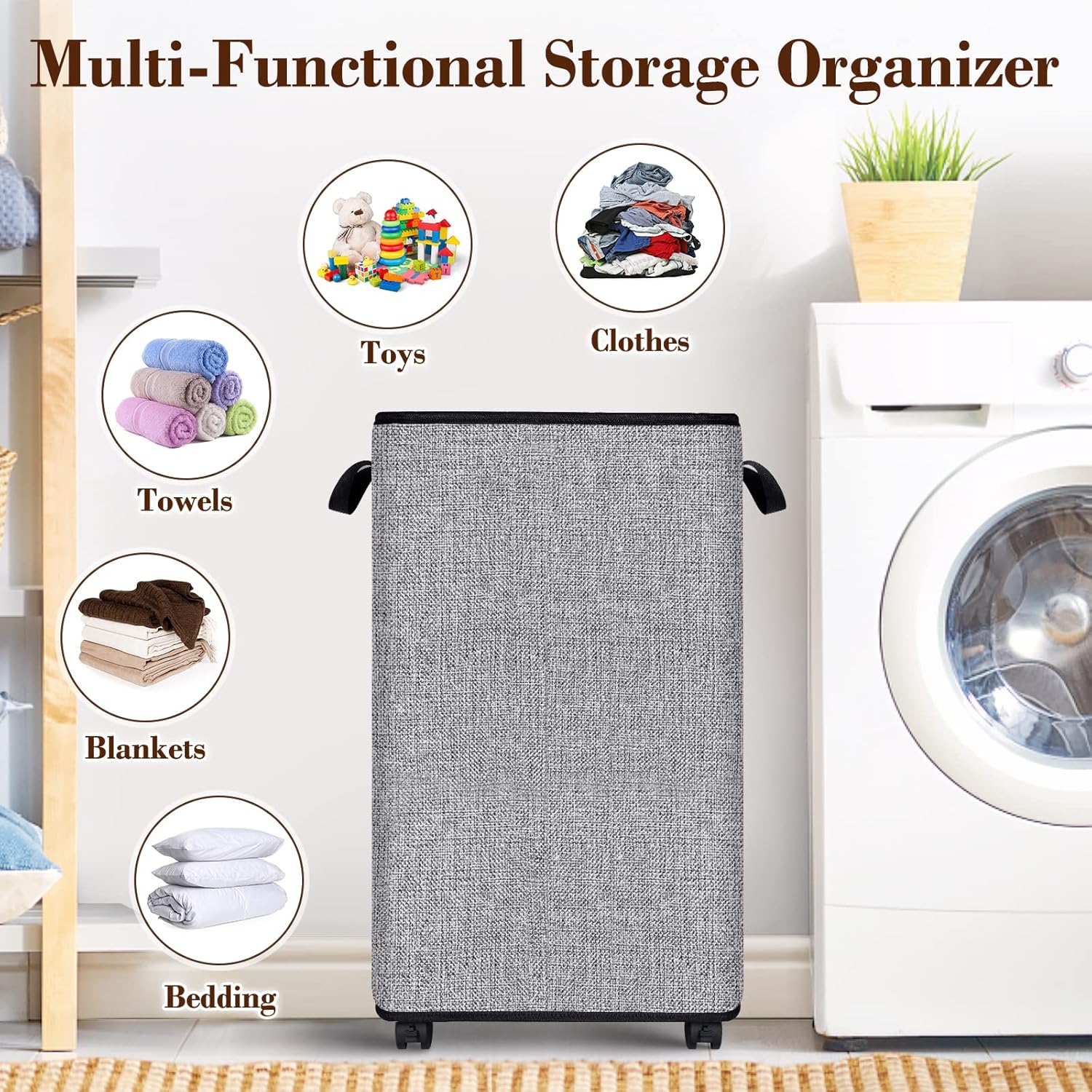 Large Rolling Laundry Hamper, Basket with Wheels NDIS Aged Care