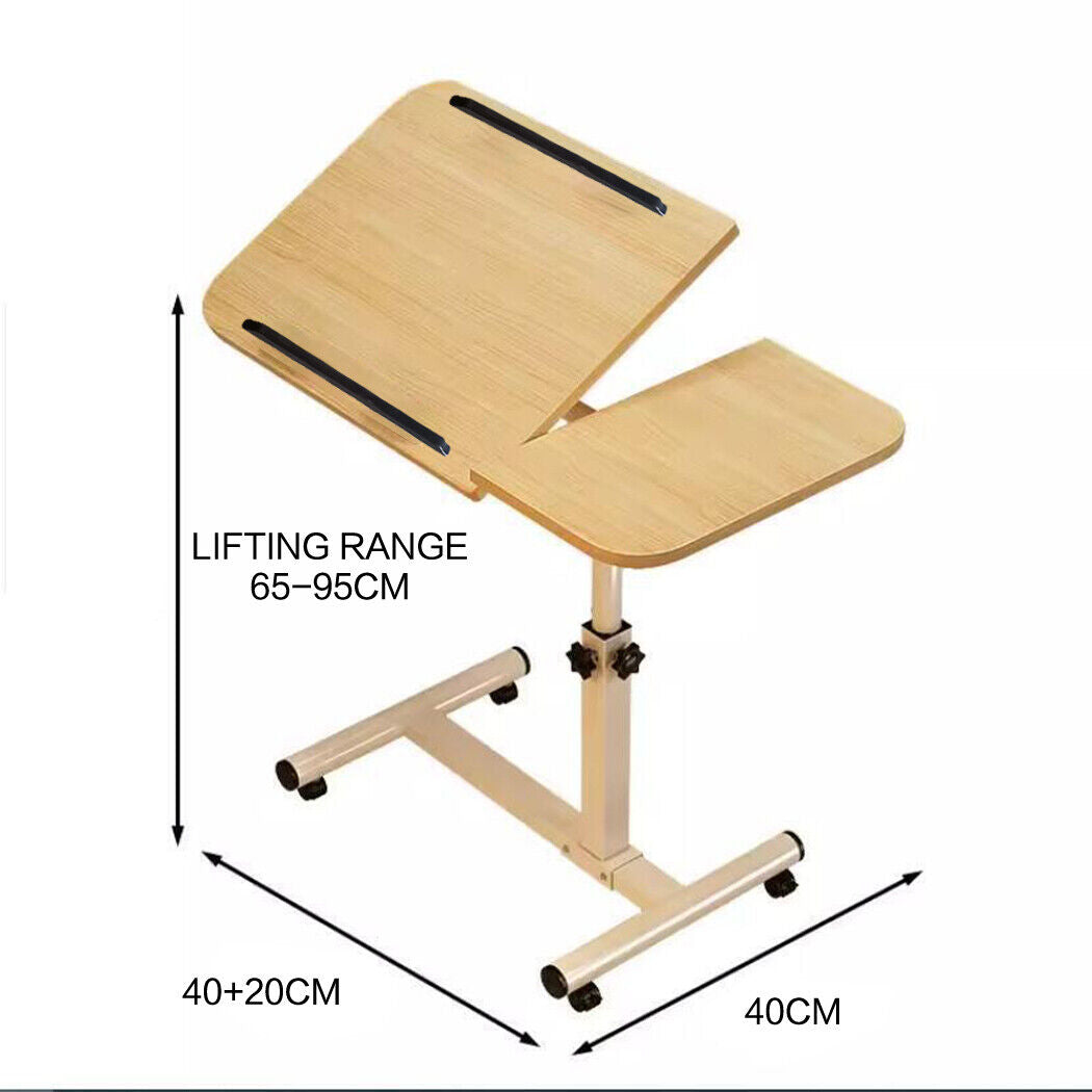 Adjustable Folding Dual Tabletop Overbed Mobile Desk NDIS Aged Care