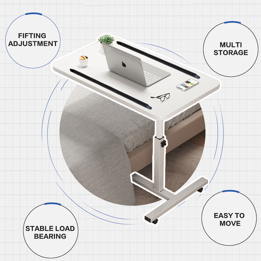 Adjustable Folding Dual Tabletop Overbed Mobile Desk NDIS Aged Care