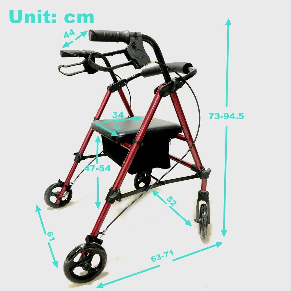 Aluminum Foldable Rollator Outdoor Mobility Walker NDIS & Aged Care