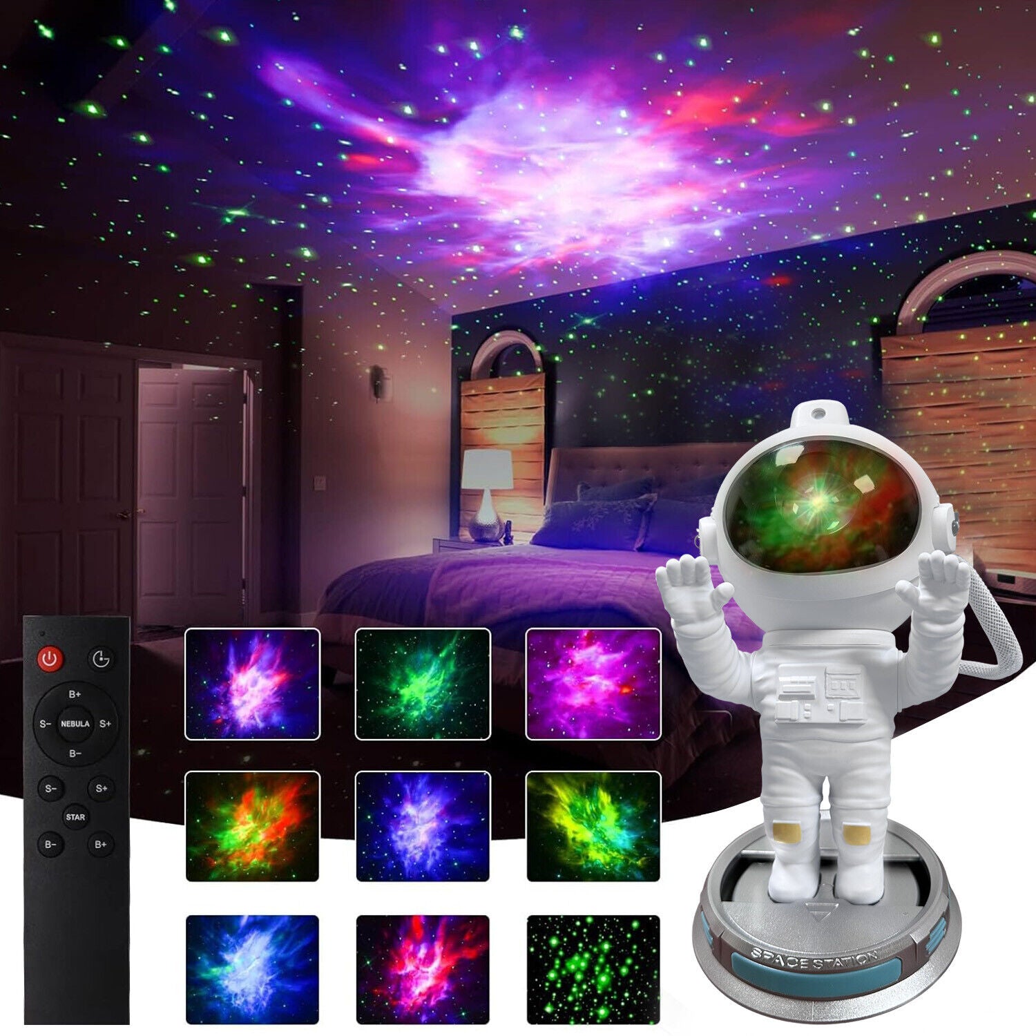 Astronaut Starry Galaxy Projector Night Light Lamp Space Nebula StarAstronaut Starry Galaxy Projector Night Light Lamp Space Nebula Star