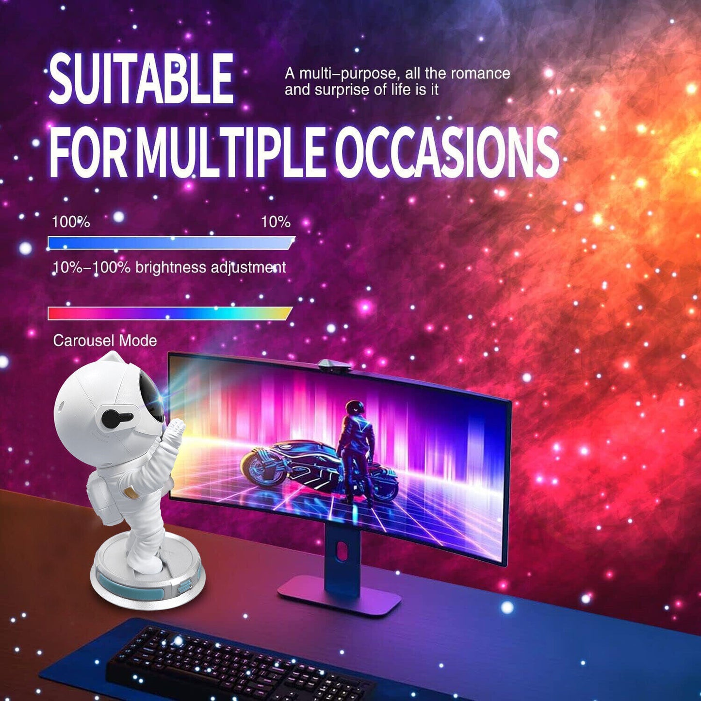 Astronaut Starry Galaxy Projector Night Light Lamp Space Nebula Star