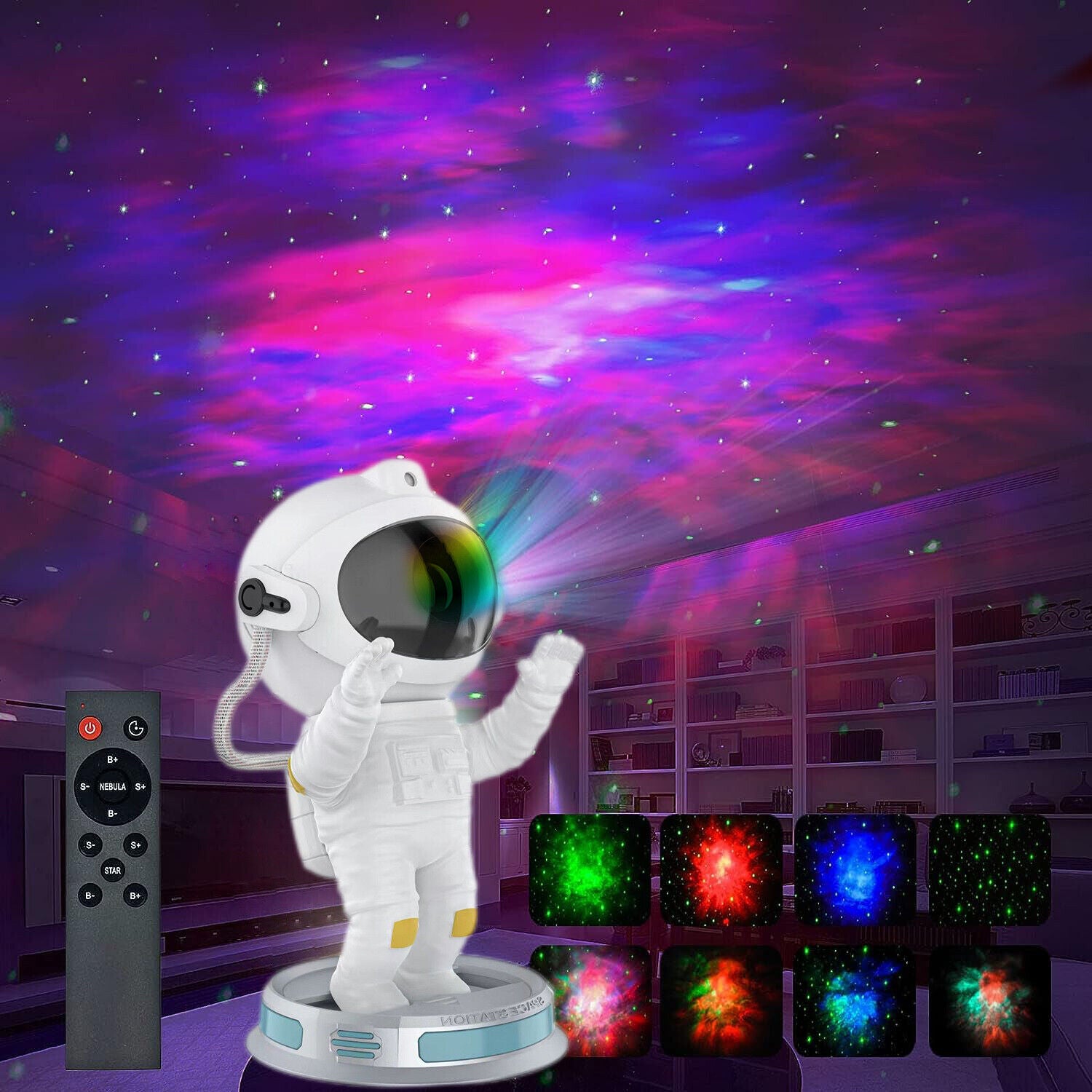 Astronaut Starry Galaxy Projector Night Light Lamp Space Nebula Star