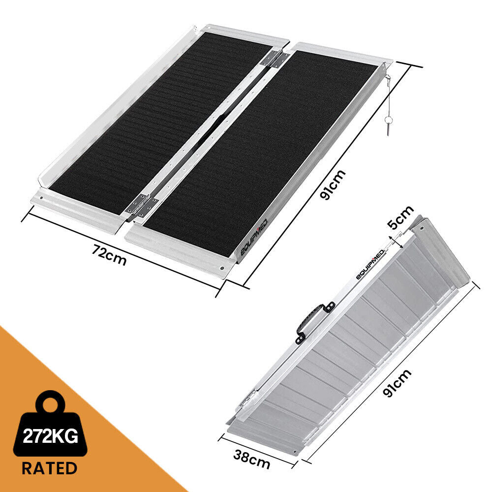 Folding Wheelchair Ramp 272kg Rated 91cm Portable Access Aluminium