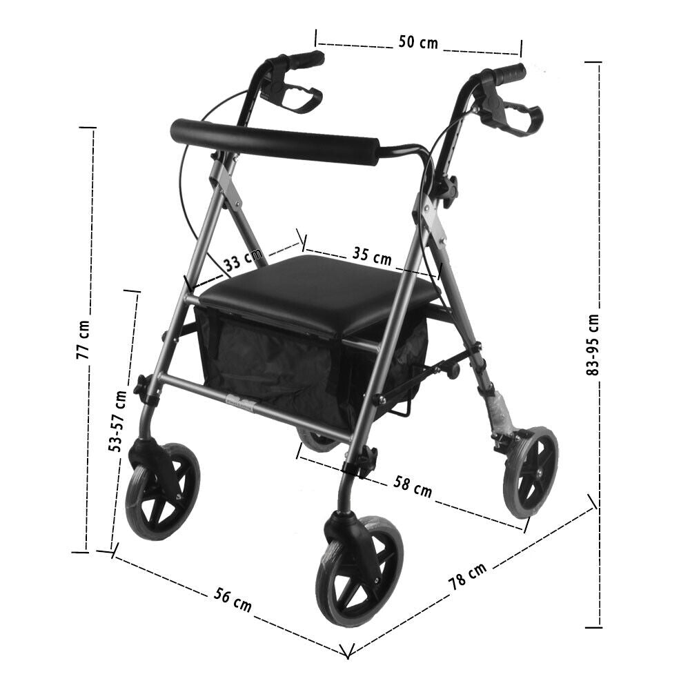 Lightweight Aluminum Foldable Rollator NDIS & Aged Care