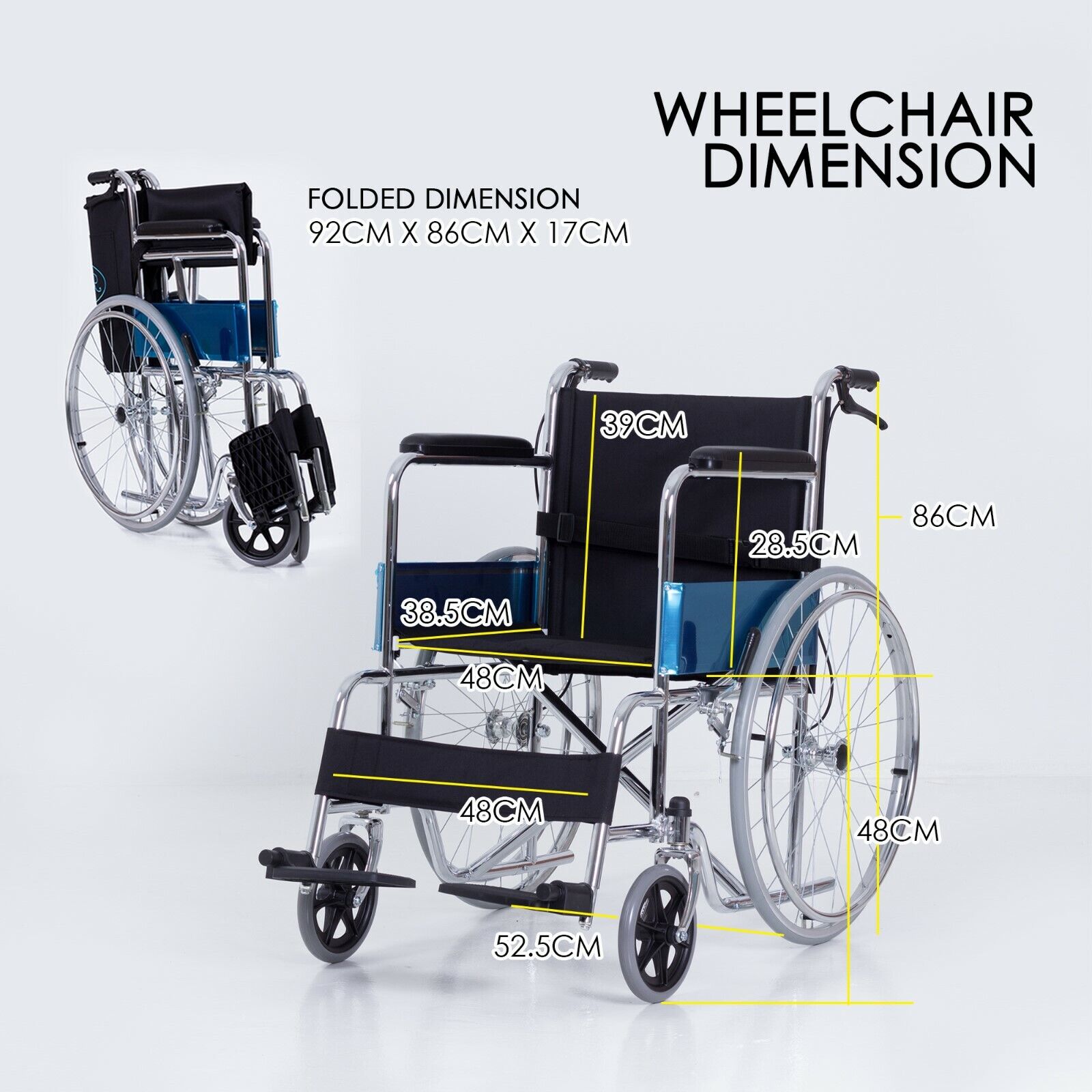 Portable Folding Wheel Chair Wheelchair Lightweight NDIS Aged Care