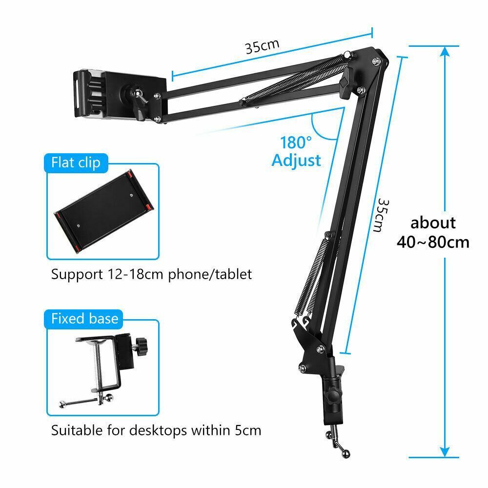 Rotating Adjustable Long Arm Desk Bed Table Phone Holder Stand Tablet Mount NDIS & Aged Care