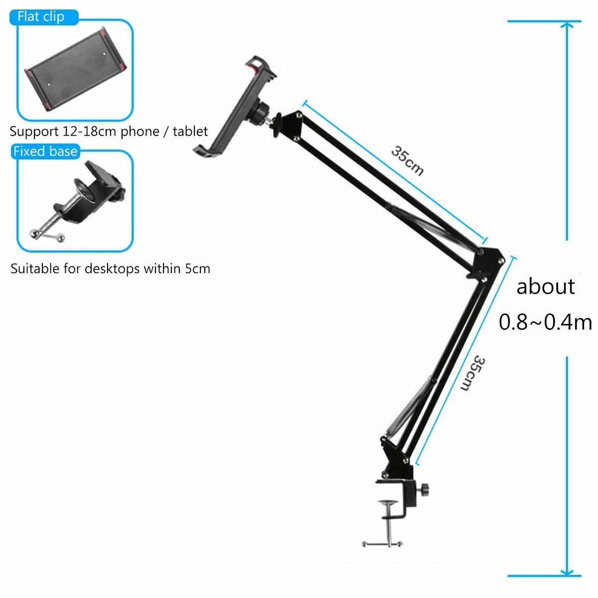 Rotating Adjustable Long Arm Desk Bed Table Phone Holder Stand Tablet Mount NDIS & Aged Care