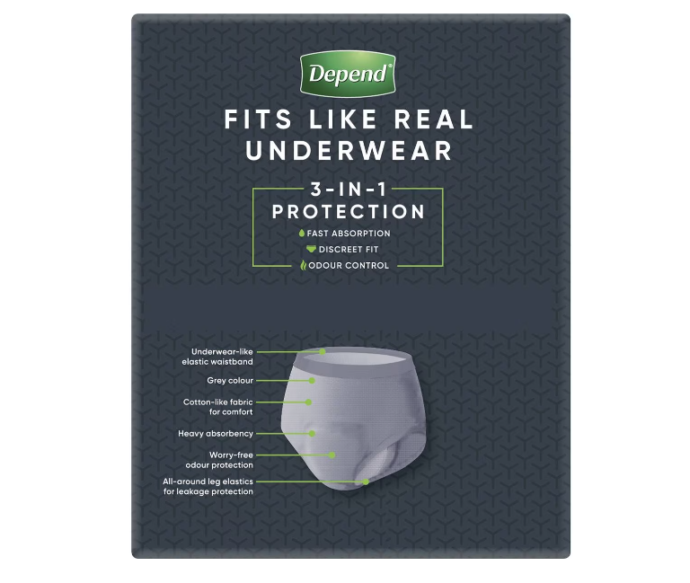 Depend Real-Fit Underwear for Men Large | 8 Pack