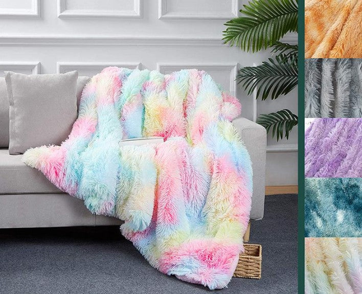 Therapeutic Sensory Fluffy Tie Dye Shaggy Throw 160*200cm Ultra Plush Long Pile Reversible Blanket