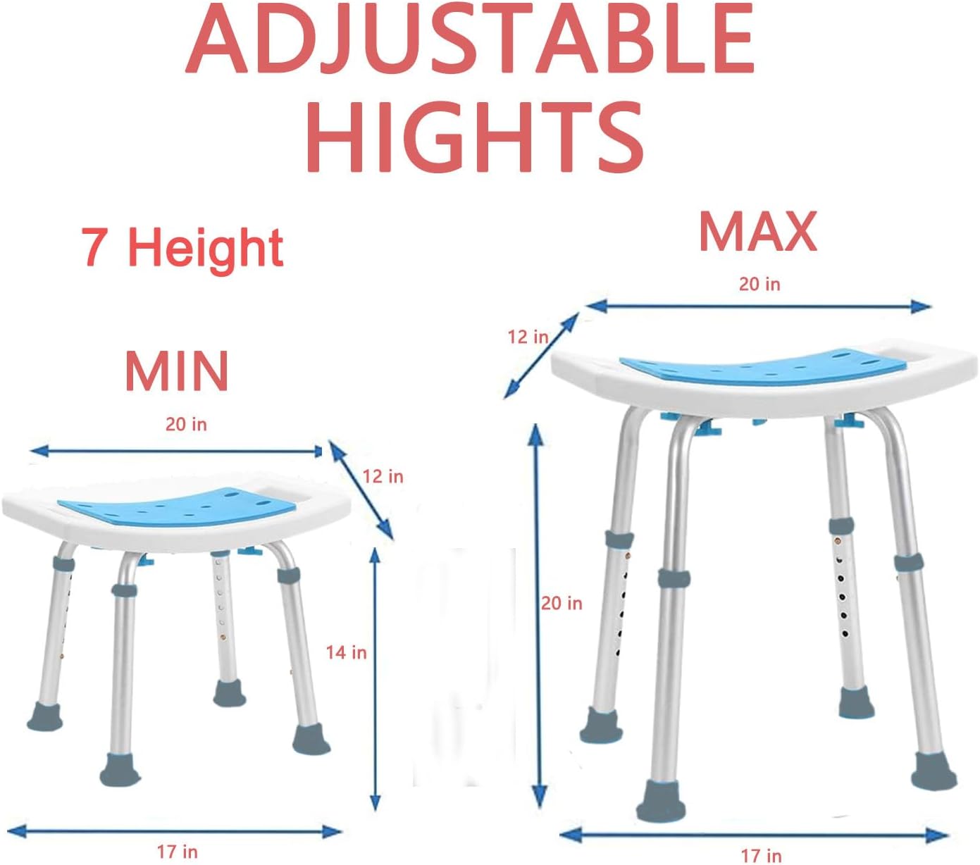 Shower Chair Adjustable Bath Stool Chair