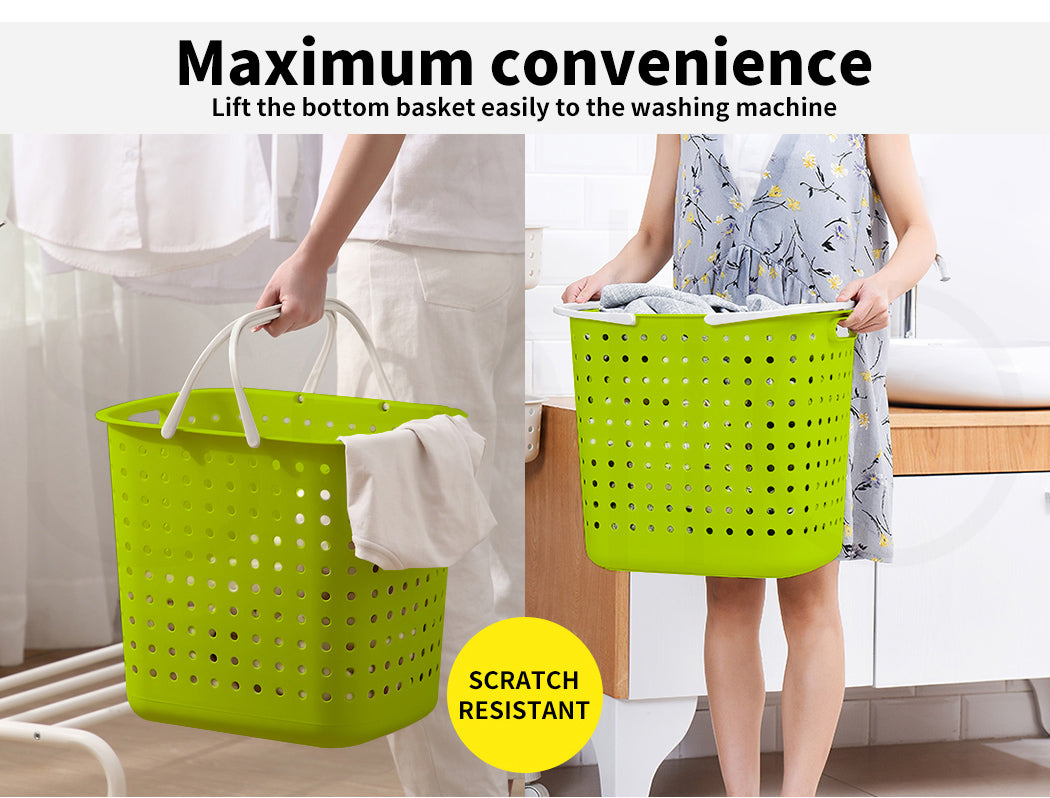 Laundry Basket Clothes Washing Storage Hamper Bin Wheeled Removable 2/3 Tier