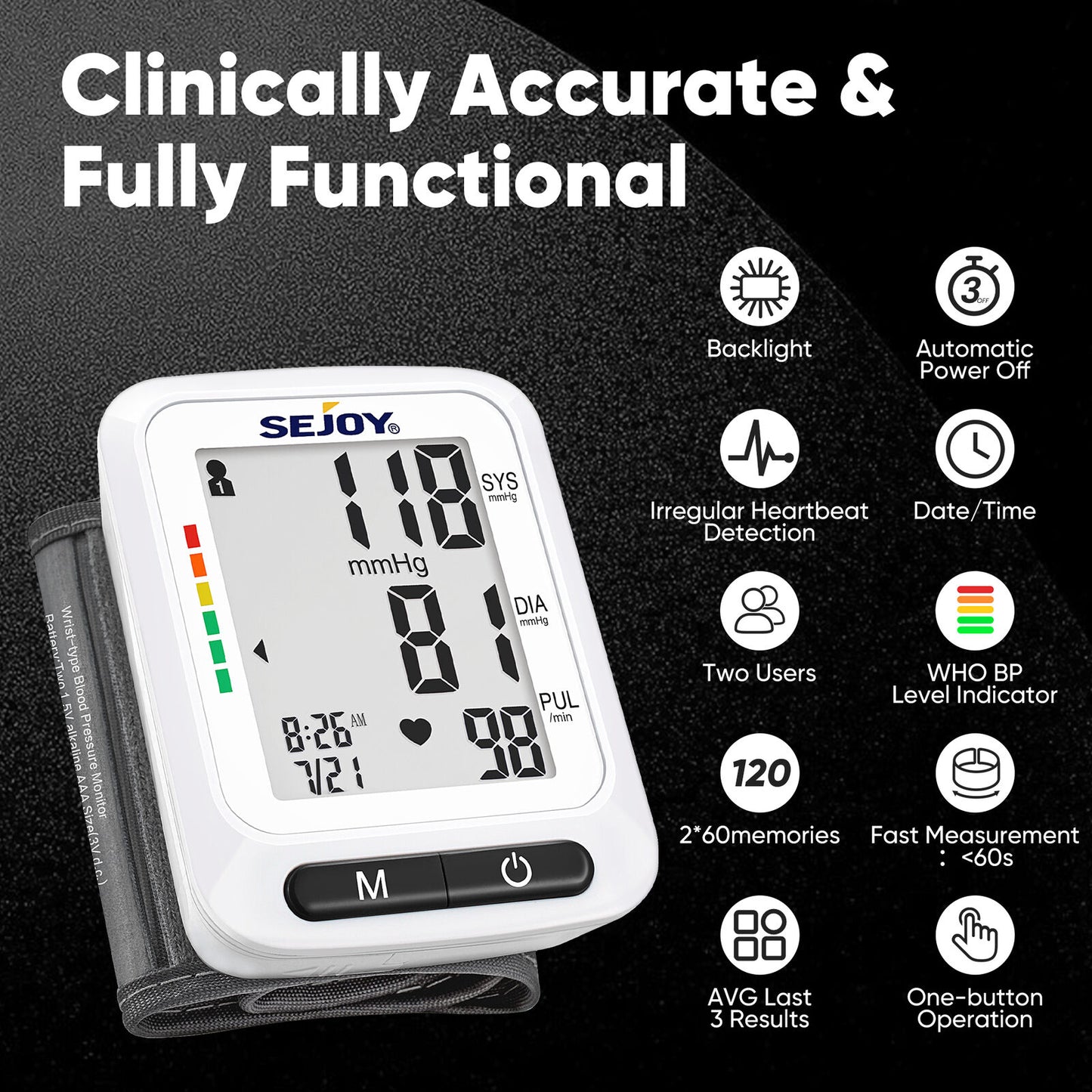 Wrist Blood Pressure Monitor with Automatic Cuff & Heart Rate Tracking NDIS & Aged Care