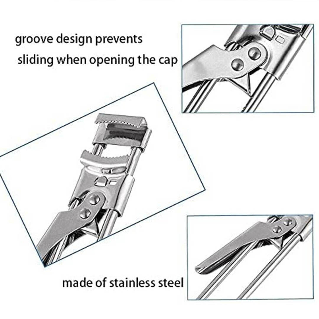 Bottle Opener Multifunctional Beer Adjustable Stainless Steel Jar Lid Gripper