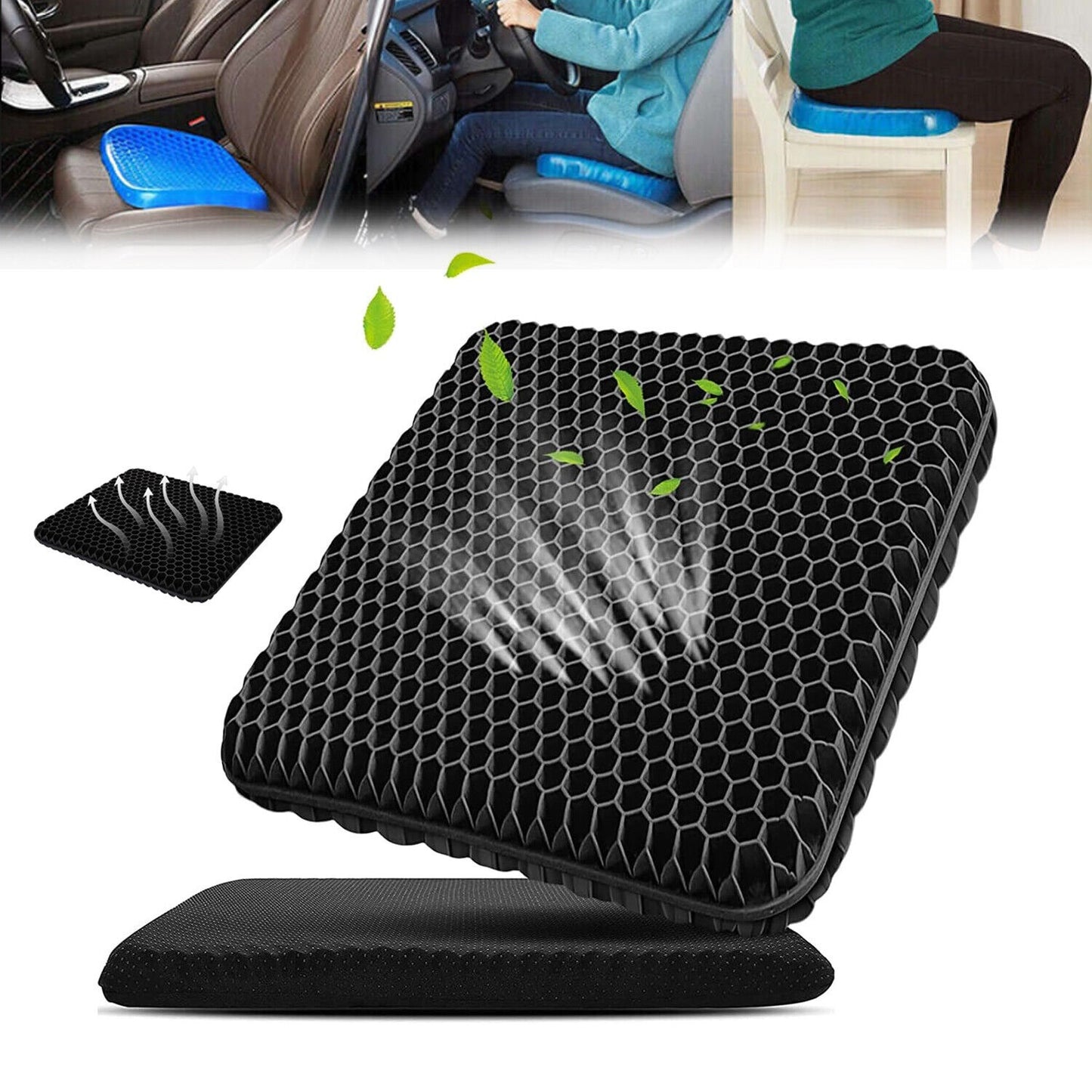 Gel Chair Seat Cushion For Lower Back Pain Pressure Relief Wheelchair Car