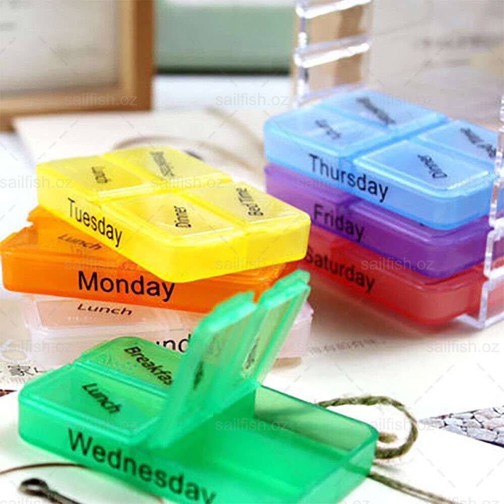 28 Slot AM PM Pill Box Medicine Organiser Case 7 Day Dispenser Weekly Medication