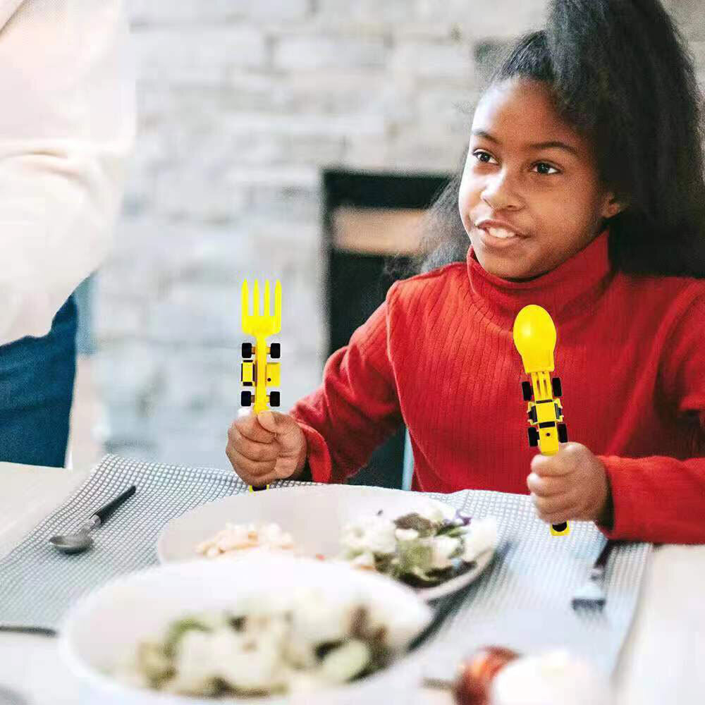 Constructive Eating - Construction Themed Set - Plate, Heavy Equipment Utensils