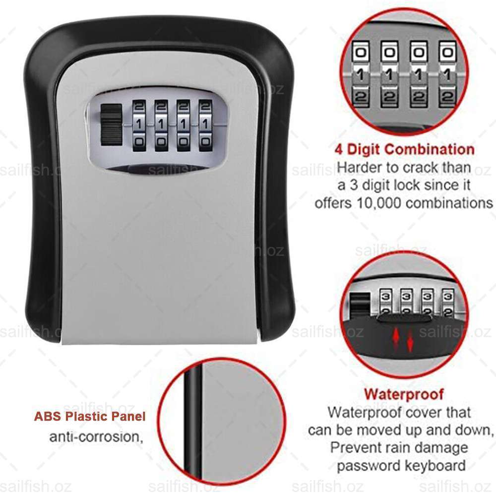 4-Digit Combination Wall Mounted Key Lock Safe Storage Security Box Home Outdoor