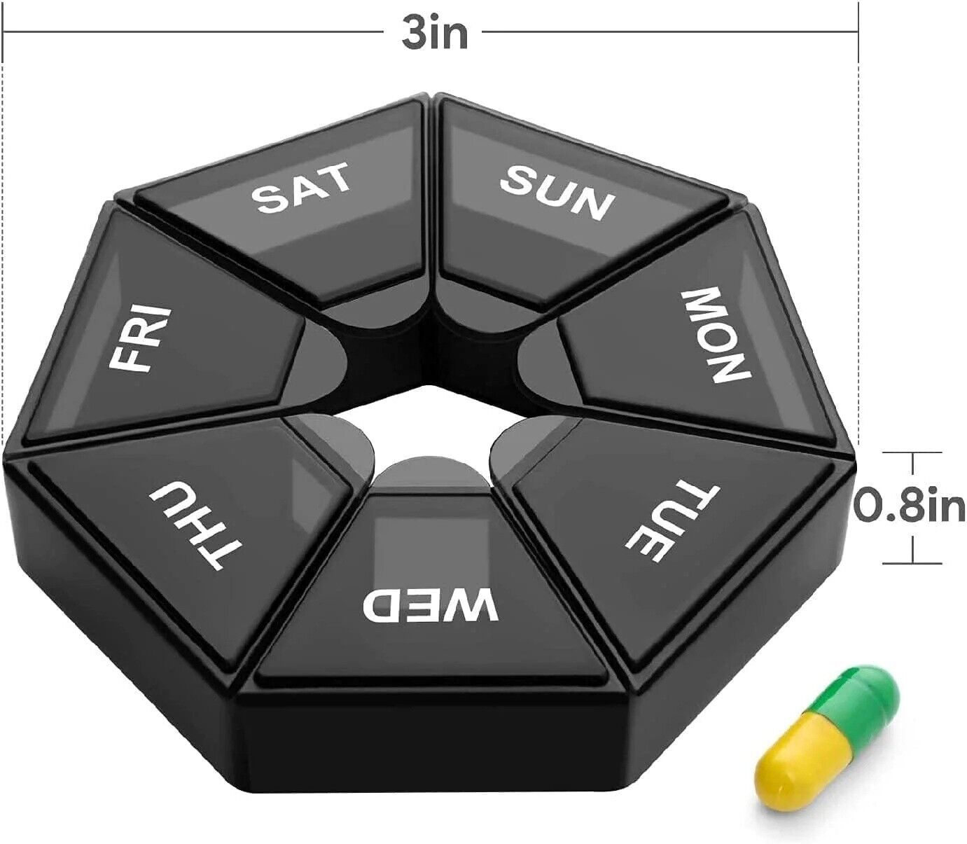 7 Day Pill Box Weekly Medication Organiser Container Medicine Holder Dispenser