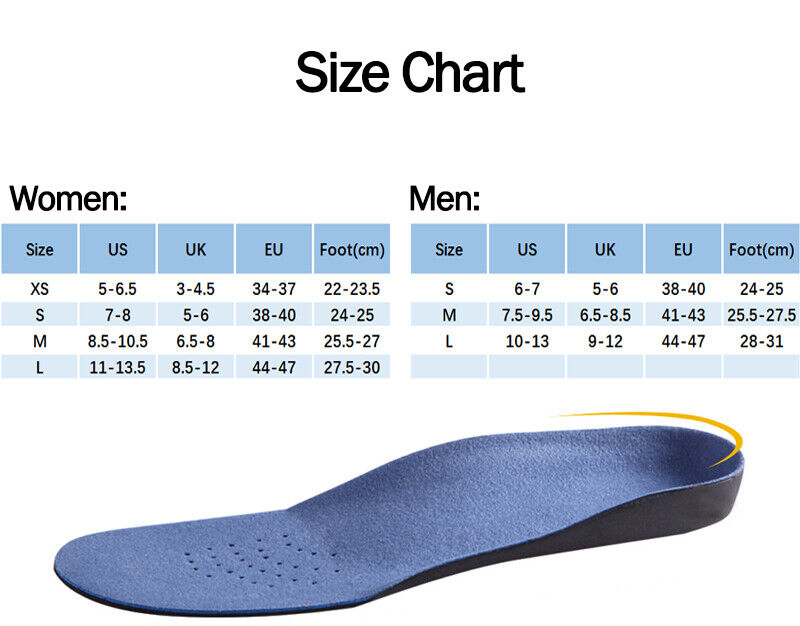 Orthotic Insoles Arch Support Flat Foot High Plantar Feet Fasciitis Pad