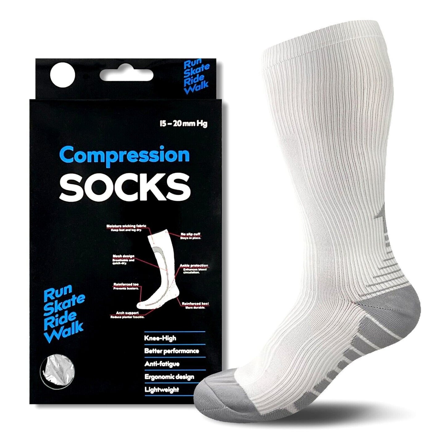 Compression Socks Stockings Copper Medical Running Anti Fatigue Travel Unisex