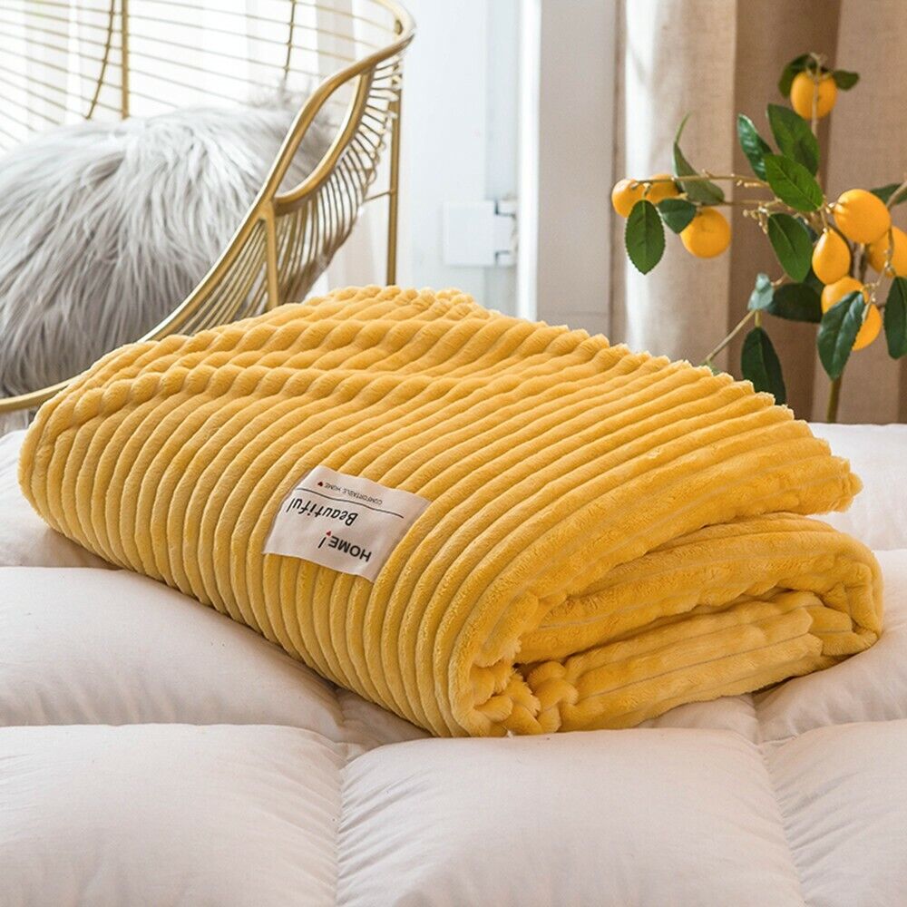 Cuddly Soft Flannel Plush Throw Rug Sofa Bedding Blanket Calm Anxiety Relief