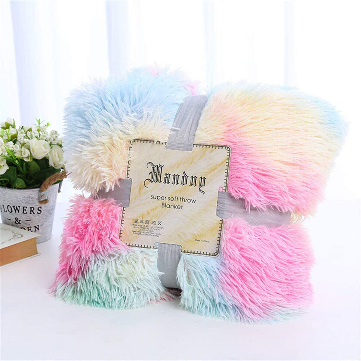 Therapeutic Sensory Fluffy Tie Dye Shaggy Throw 160*200cm Ultra Plush Long Pile Reversible Blanket