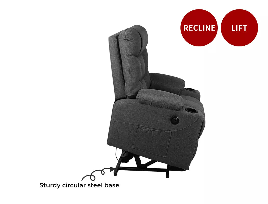 Levede Recliner Chair Electric Lift Chairs Armchair Lounge Fabric Sofa USB