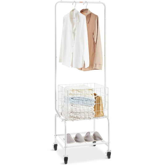 VEVOR Laundry Sorter Cart Trolley w/ Hanging Bar Clothes Rack Storage Basket