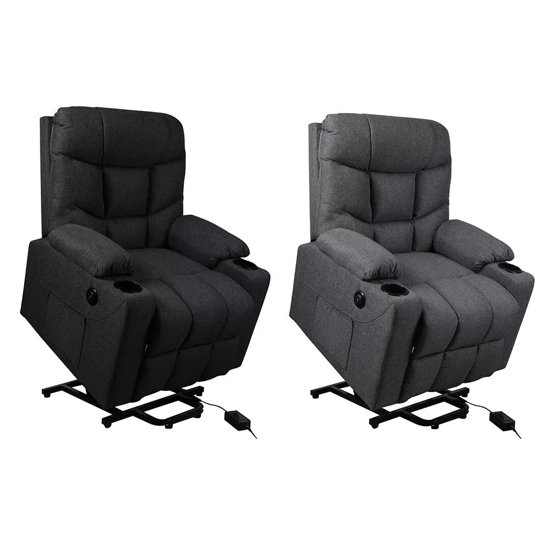 Levede Recliner Chair Electric Lift Chairs Armchair Lounge Fabric Sofa USB