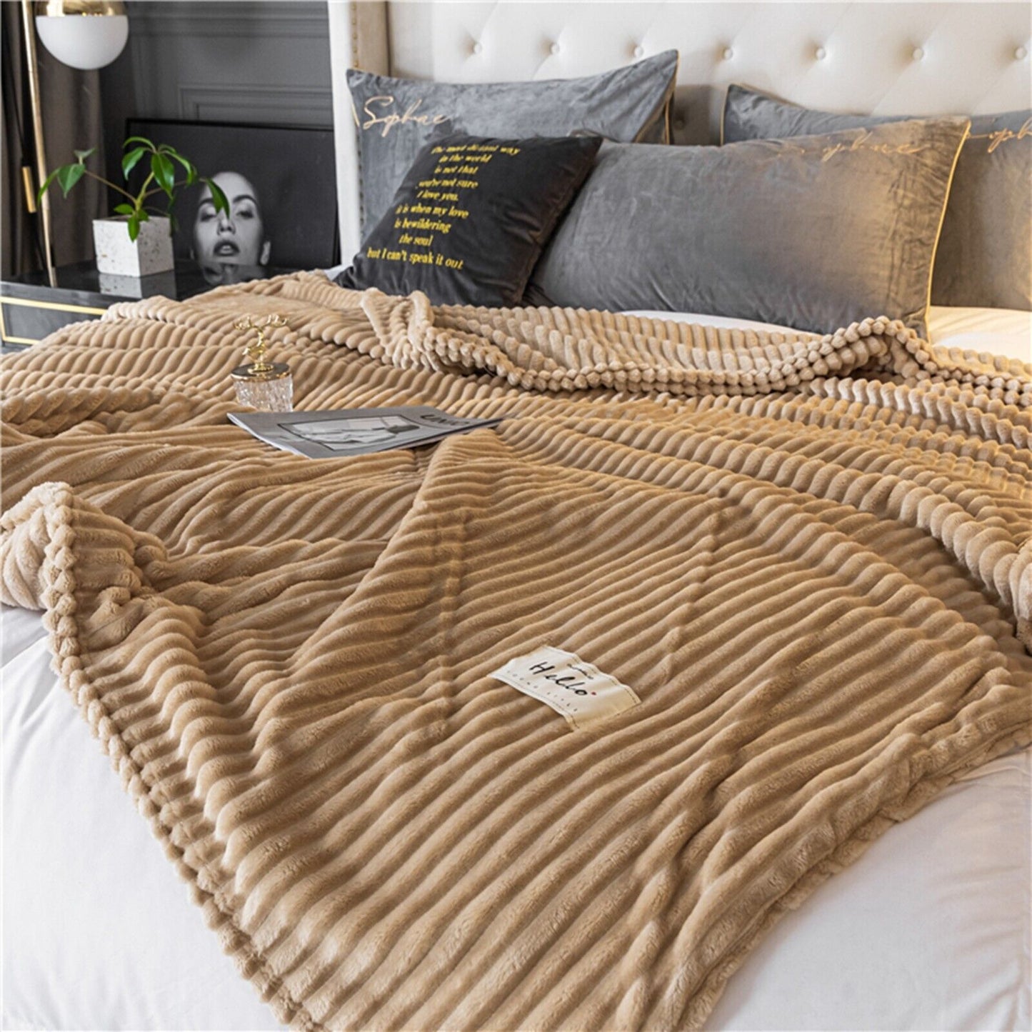 Cuddly Soft Flannel Plush Throw Rug Sofa Bedding Blanket Calm Anxiety Relief