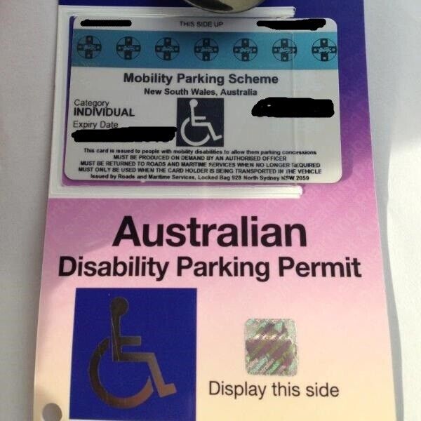 Disability Parking Permit Holder for Windscreen with Suction Cup Australian Made