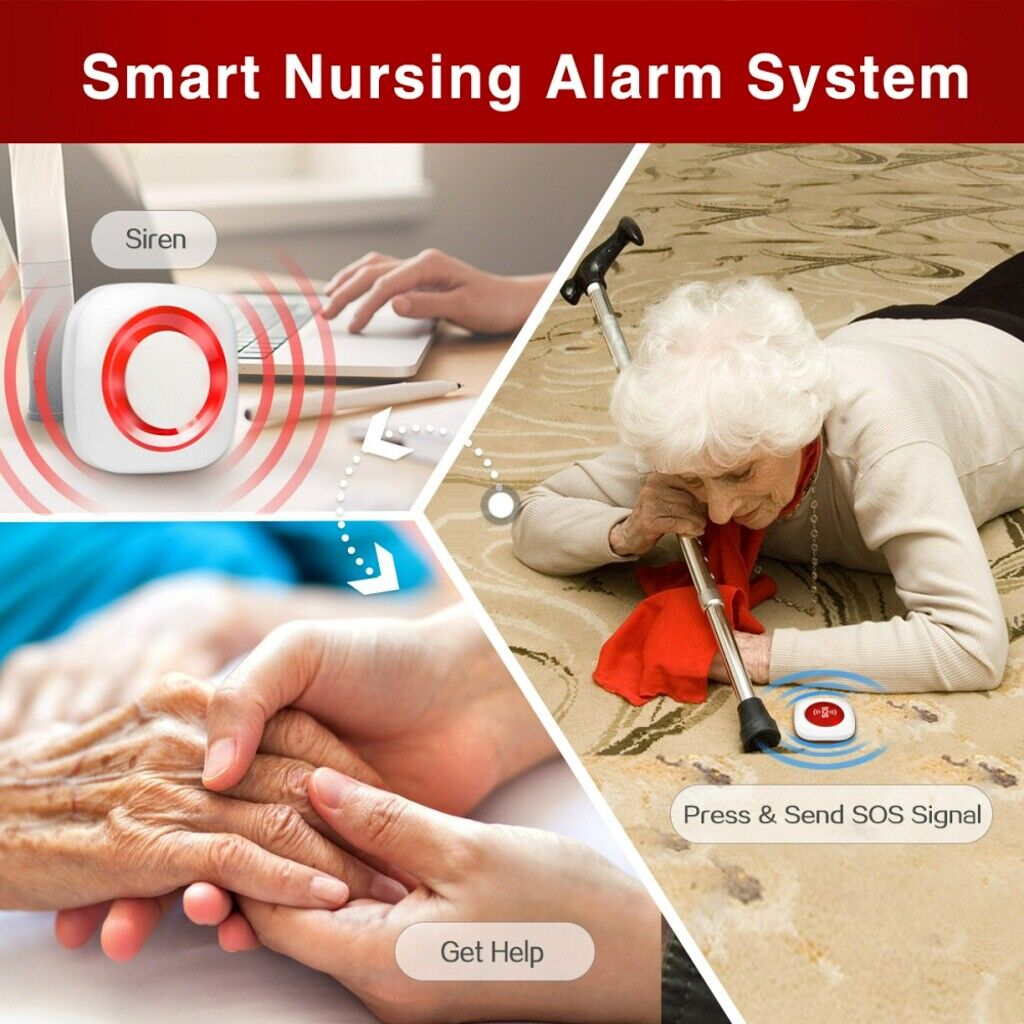 Wireless SOS Alarm Home Emergency Call for Seniors W/Panic Button Call Alert