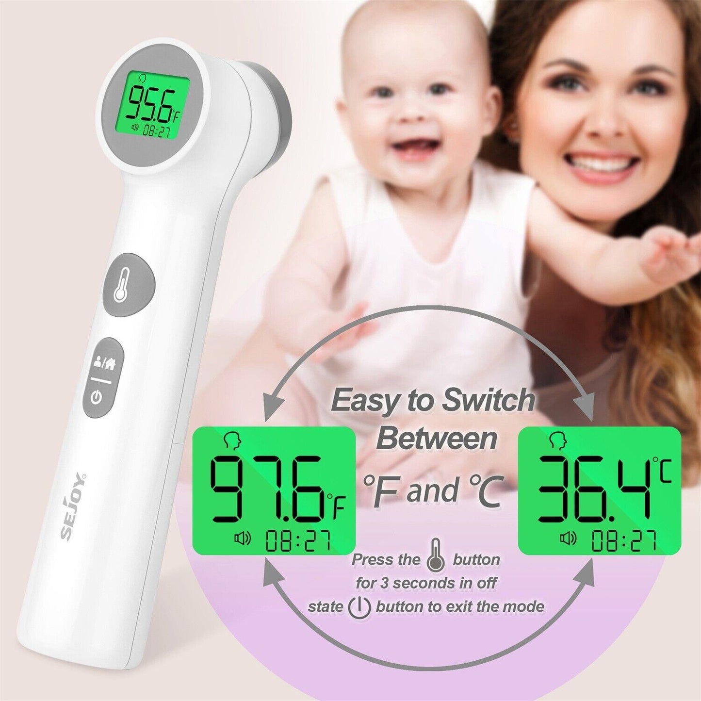 Digital LCD Infared Thermometer Gun Non Contact Forehead Ear Body Temperature