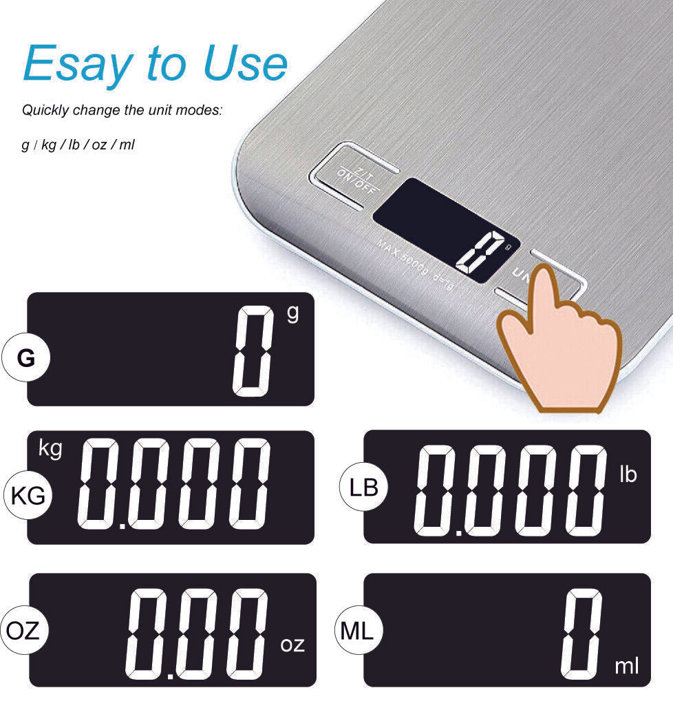 5kg Electronic Digital Stainless Steel Kitchen Scale