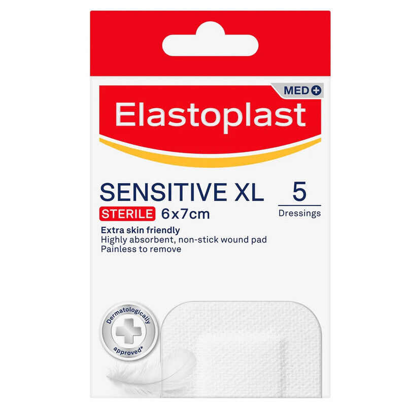 3 x Elastoplast Sensitive XL 5 Pack Dressings Bandage Gauze Pad